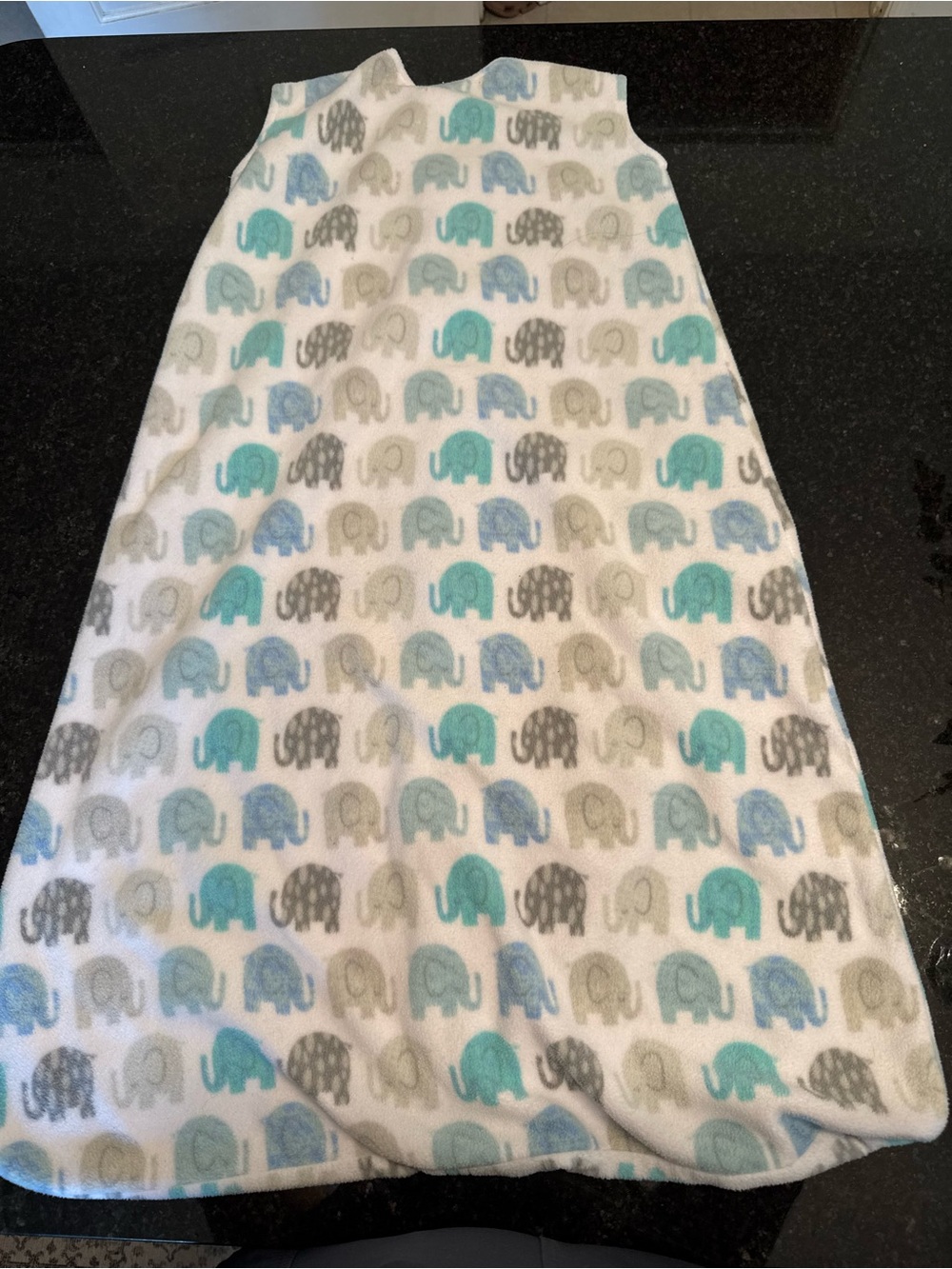 Halo White Fleece Sleep Sack with Blue, Teal & Gray Elephants